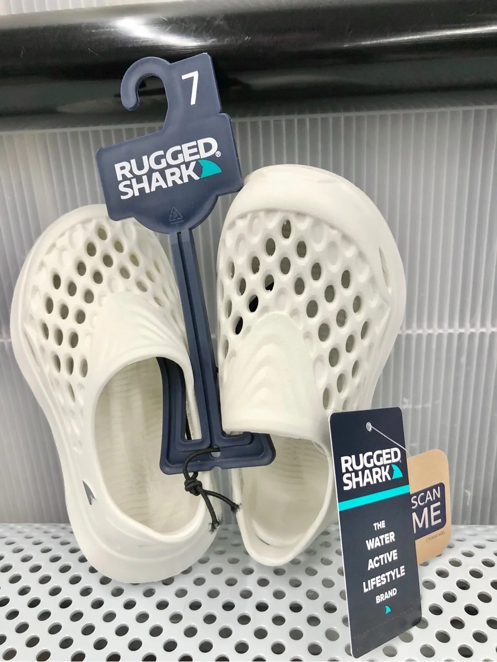 NEW RUGGED SHARK Slip on Water Sneakers White Size 7 Toddler Unisex Girls Boys